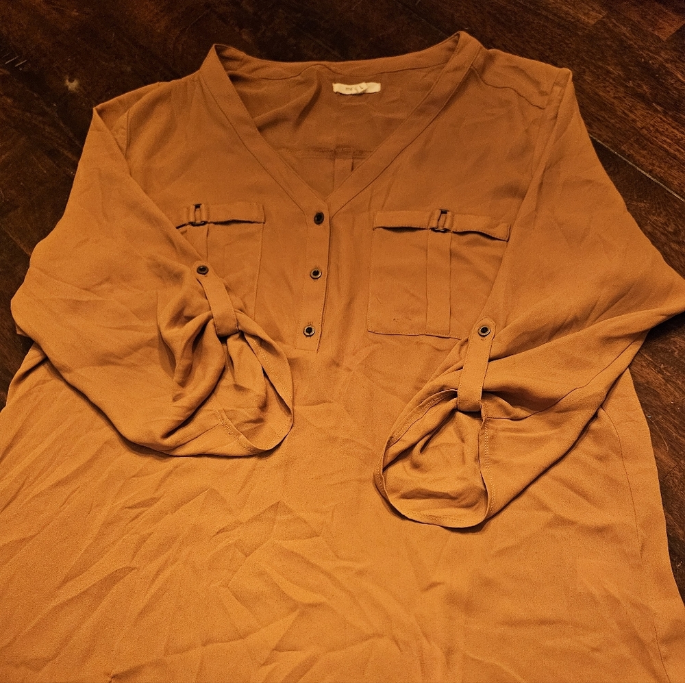 Elegant Yellow V-Neck Blouse with Button Detail